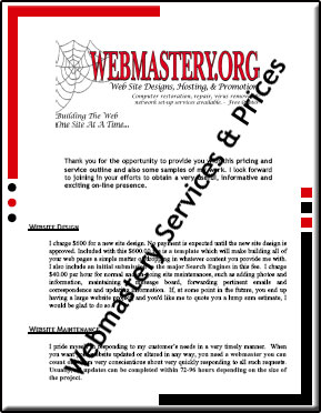 Services and Prices Outline